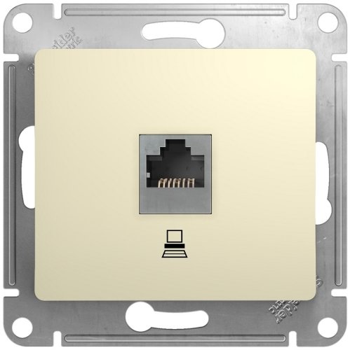 Розетка компьютерная без рамки Systeme Electric Glossa 1-м. RJ45 5e бежевый картинка